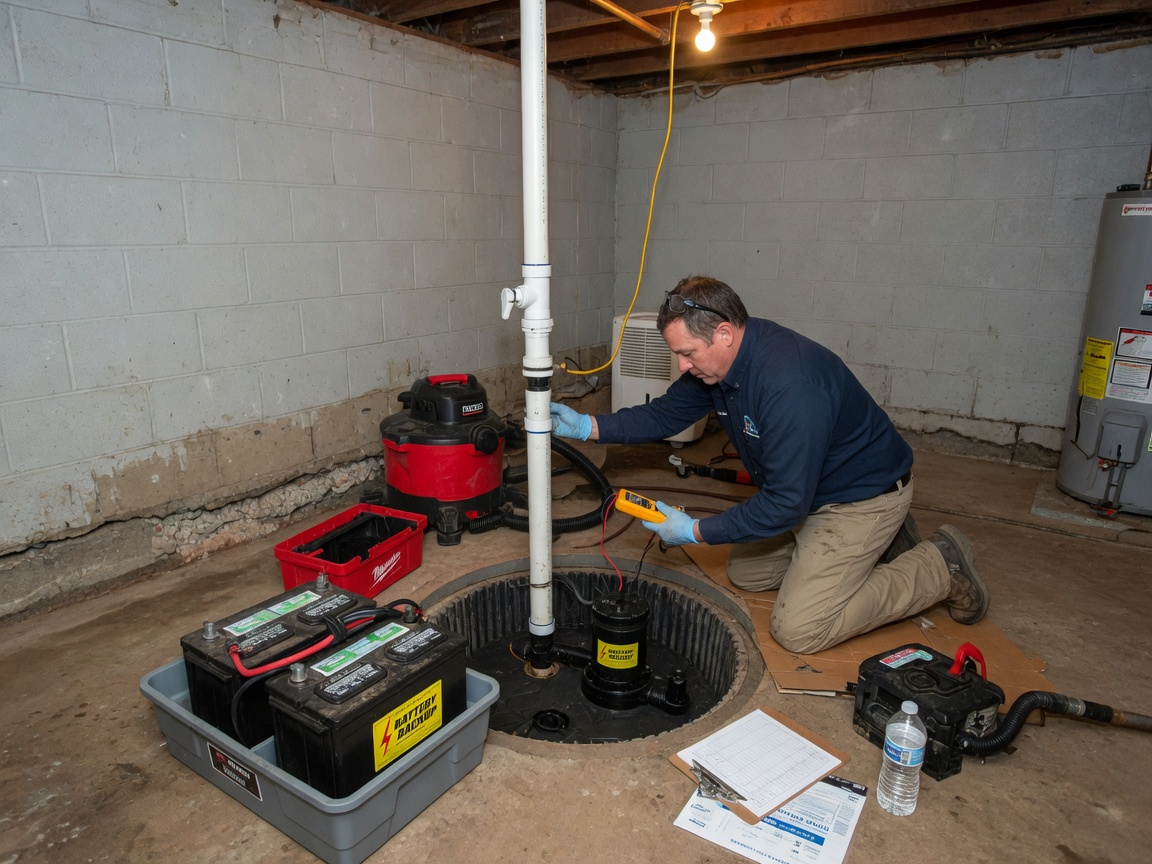 Battery Backup Sump Pump System in Rockford